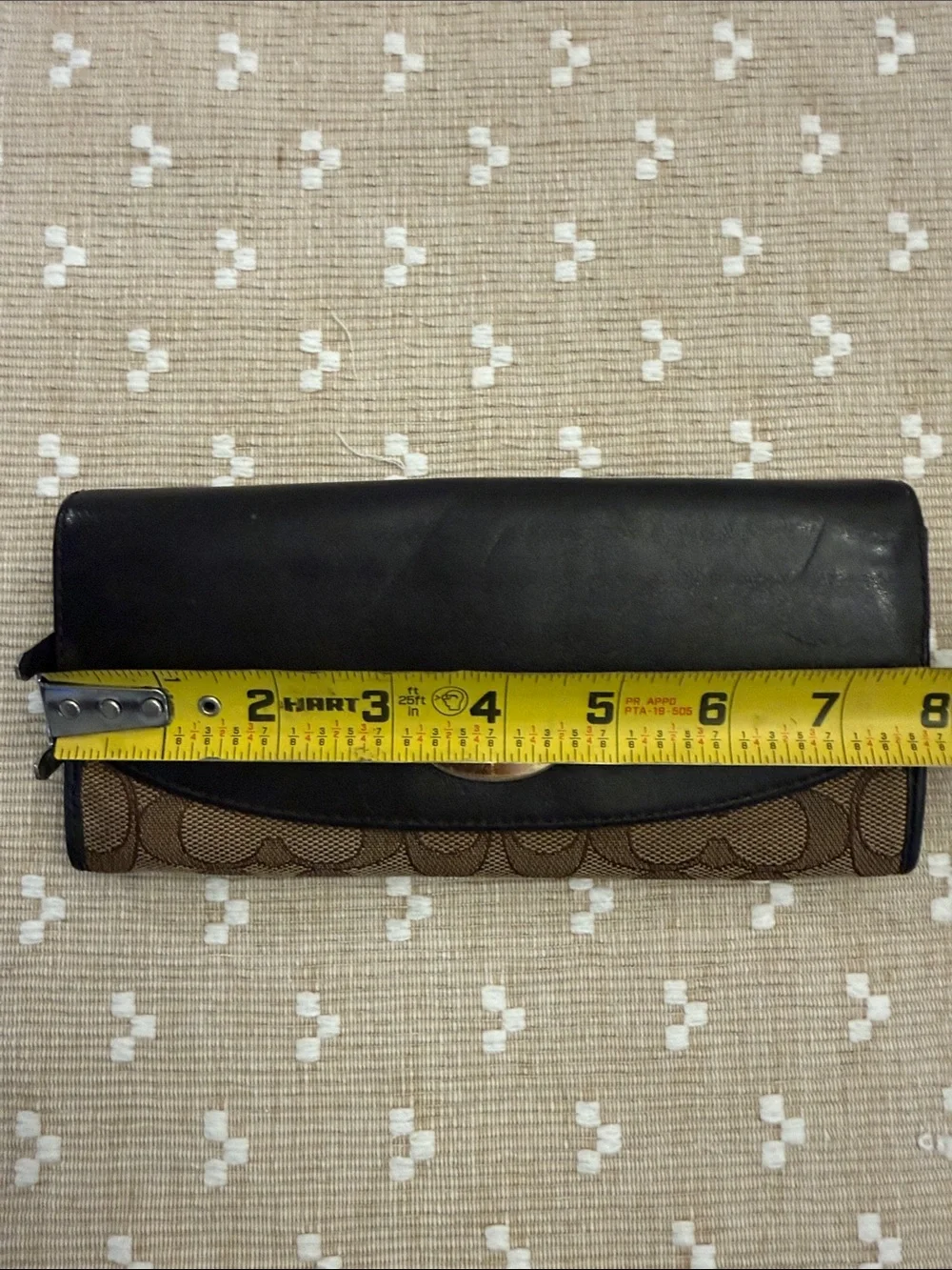 Coach Signature Canvas Slim‎ Envelope Wallet Black Brown Leather Gold Logo OS